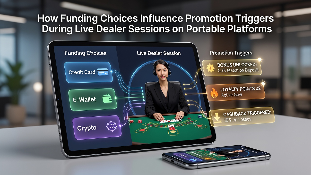 Mobile Live-Dealer-Session mit verschiedenen Zahlungsoptionen auf einem Tablet