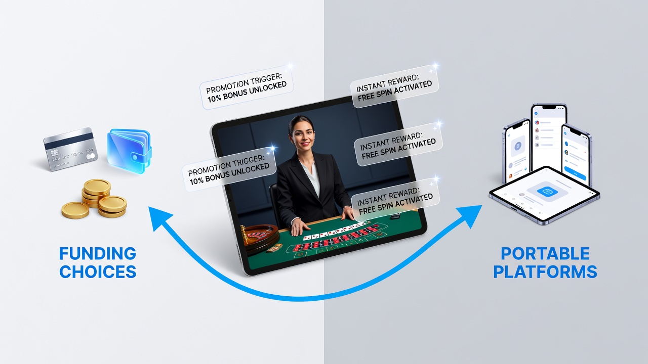 Live-Dealer-Tisch auf einem Smartphone mit sichtbaren Zahlungs- und Bonus-Elementen